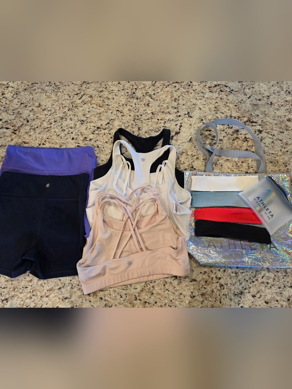Athleta GIRL  Multi-Color Active Set with Holographic Tote